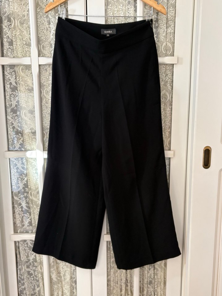 Siyah Piliseli Kadın Kumaş Pantolon - Görsel 2