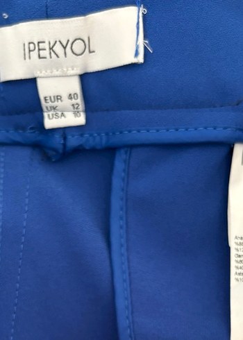 Mavi Fermuarlı Kumaş Pantolon - Görsel 8