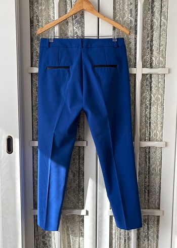 Mavi Fermuarlı Kumaş Pantolon - Görsel 5