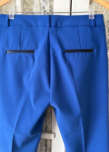 Mavi Fermuarlı Kumaş Pantolon - Görsel 7