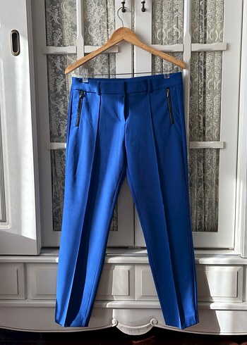 Mavi Fermuarlı Kumaş Pantolon - Görsel 2