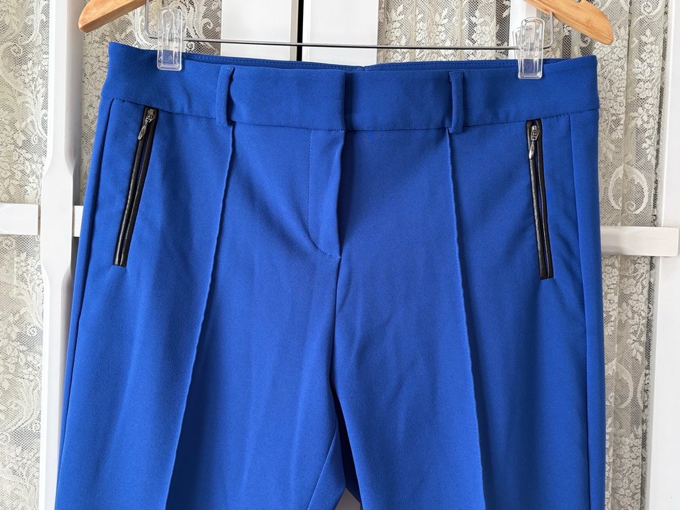 Mavi Fermuarlı Kumaş Pantolon - Görsel 4