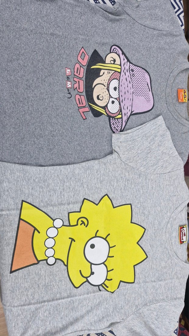 Pamuklu Kız Çocuk Tişörtü, Baskılı, Gri, Kısa Kollu - Görsel 2