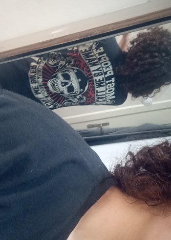 Baskılı Unisex Siyah Biker Tişörtü - Görsel 2