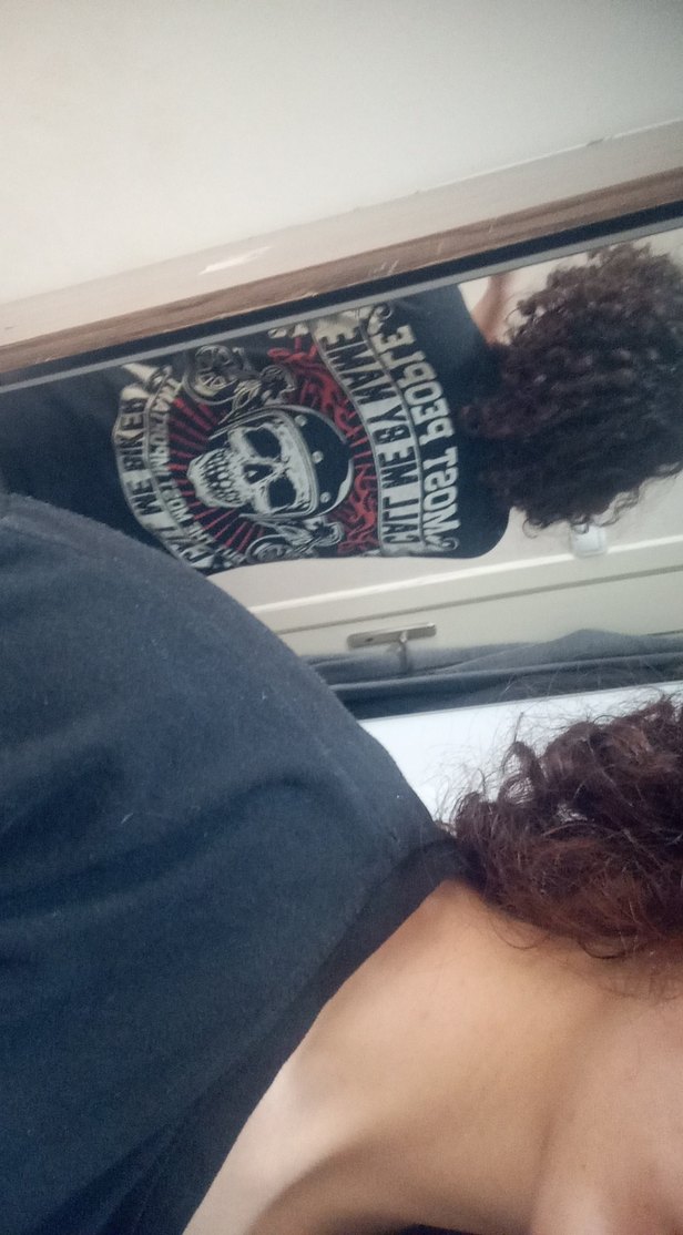 Baskılı Unisex Siyah Biker Tişörtü - Görsel 2