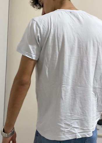 Erkek Beyaz Basic Tişört - Görsel 2