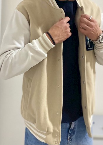 Bej Düğmeli Uzun Kollu Erkek Ceket - Görsel 4