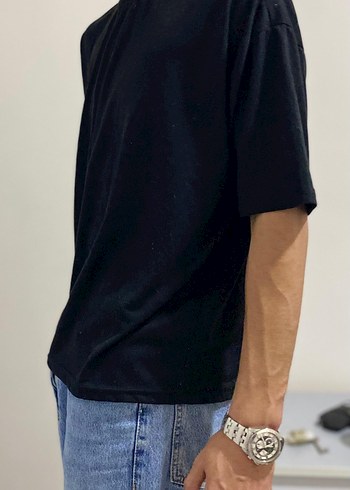 Erkek Siyah Denim Oversize Tişört - Görsel 4