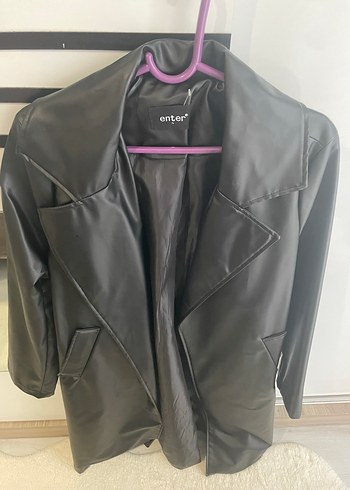 Siyah Deri Midi Kadın Ceket - Görsel 3