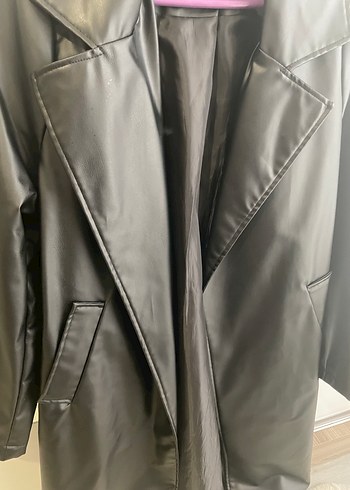 Siyah Deri Midi Kadın Ceket - Görsel 2