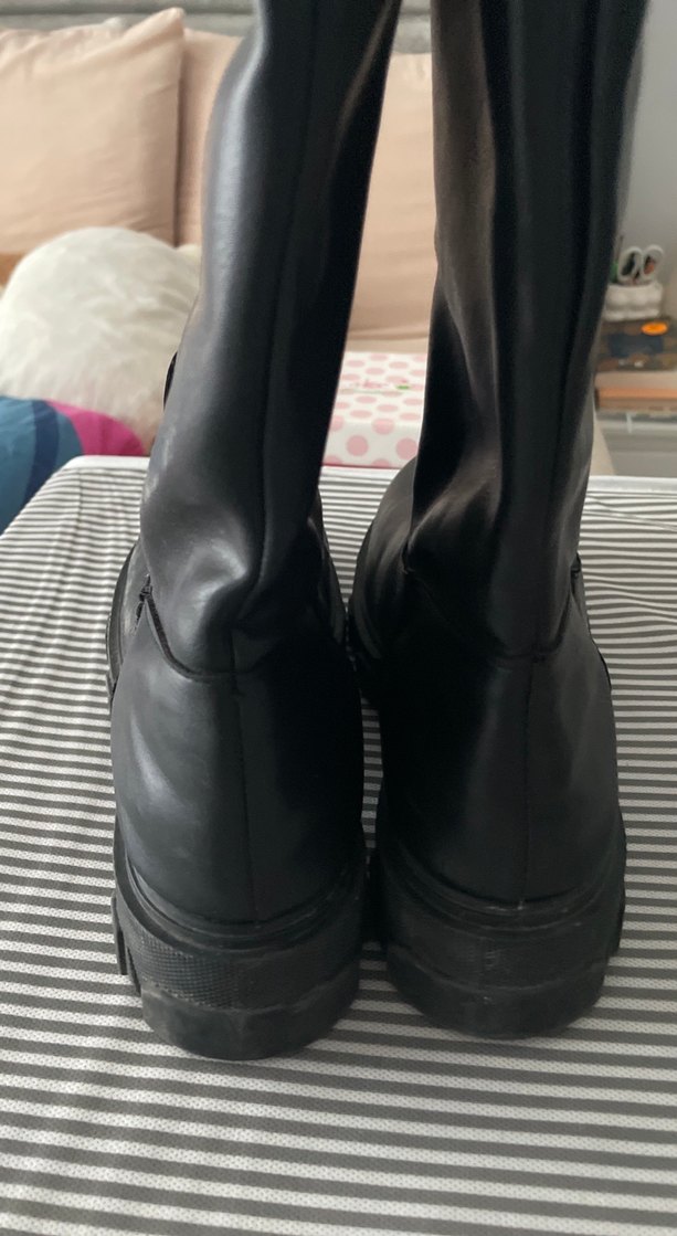 Kadın Siyah Deri Dizüstü Çizme - Görsel 3