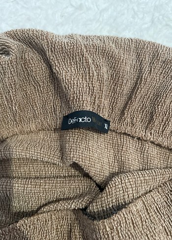 Kahverengi Uzun Keten Drapeli Etek - Görsel 4