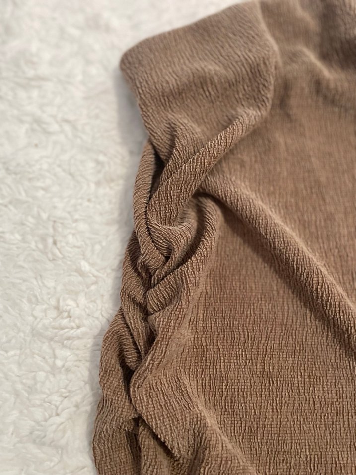 Kahverengi Uzun Keten Drapeli Etek - Görsel 3