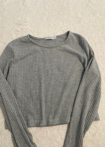 Gri Uzun Kollu Triko Kadın Kazak - Görsel 3