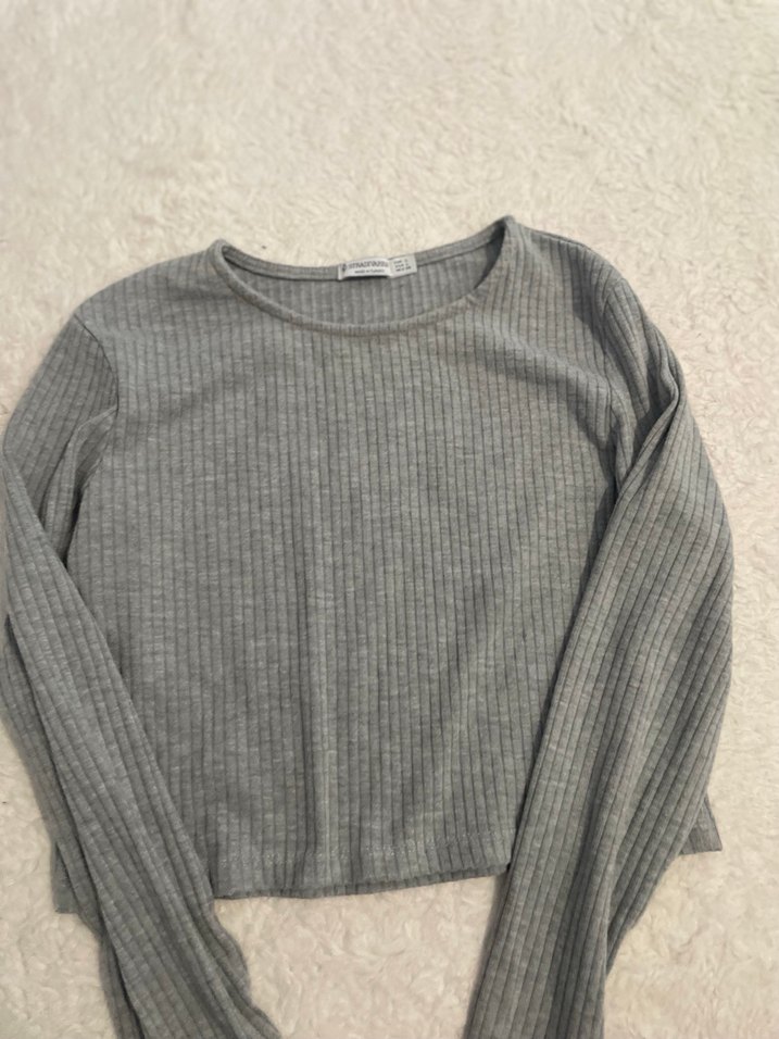 Gri Uzun Kollu Triko Kadın Kazak - Görsel 3