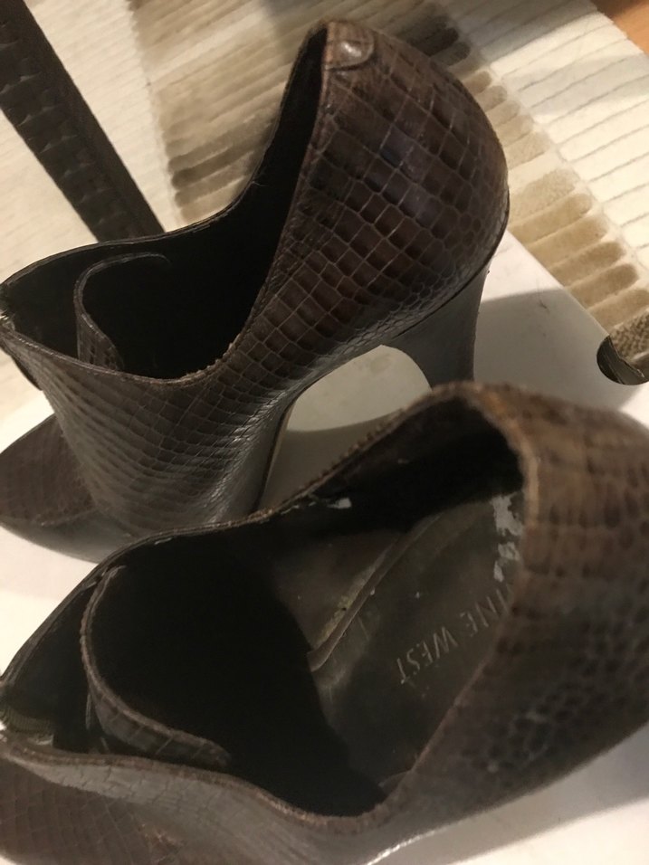 Kahverengi Yılan Desenli Deri Kadın Dolgu Topuk Ayakkabı - Görsel 2