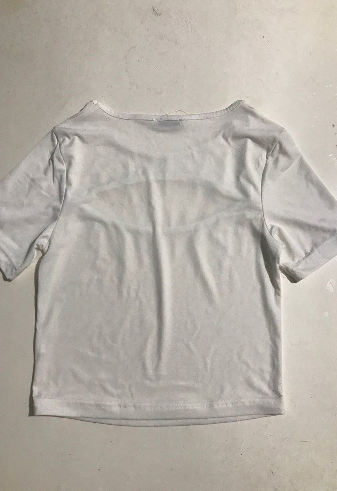 Kadın Beyaz Kısa Kollu Crop Top - Görsel 2