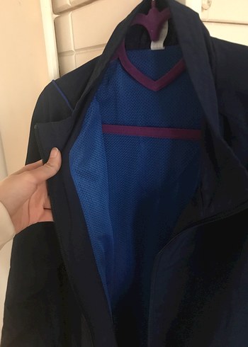 Erkek  Lacivert Yüksek Yakalı Fermuarlı Ceket - Görsel 2