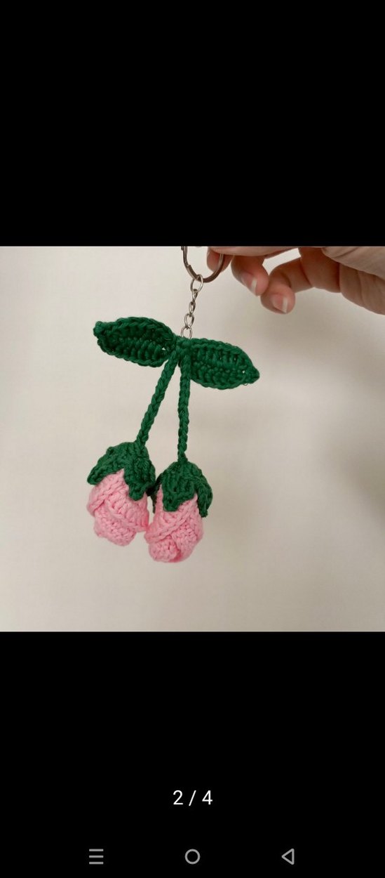 Örgü Pembe Gül Kadın Anahtarlık - Görsel 2