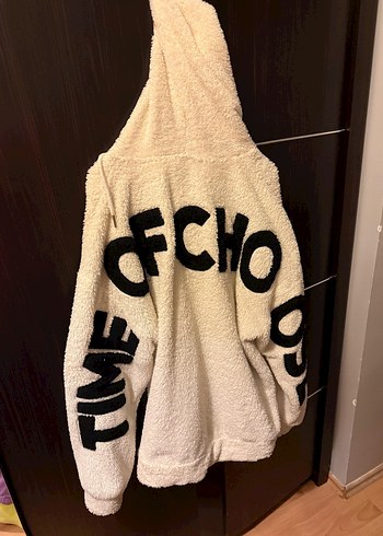 Beyaz Kapüşonlu Peluş Sweatshirt - Görsel 2