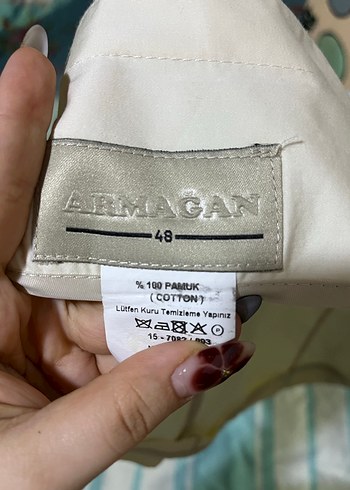 Bej Keten Uzun Kollu Düğmeli Gömlek - Görsel 5