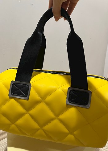 Sarı Kapitone Deri Kadın Çanta - Görsel 2