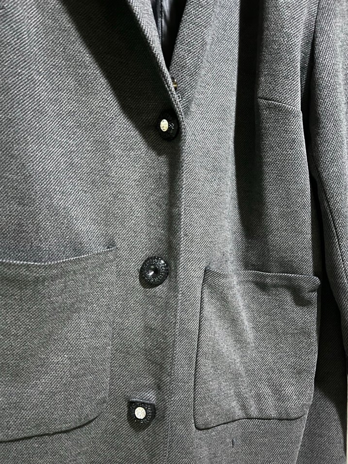 Düğmeli Gri Kadın Kaban - Görsel 4