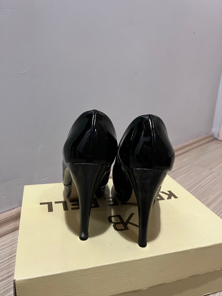 Siyah Rugan Kadın Stiletto Topuklu Ayakkabı - Görsel 3