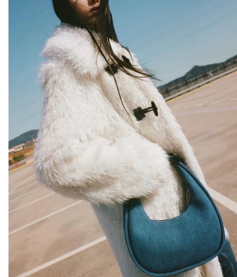 Fermuarlı Mavi Kot Kadın Çanta - Görsel 3