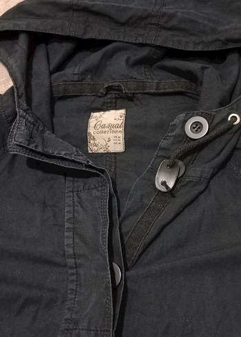 Kapüşonlu siyah Kadın Ceket - Görsel 5