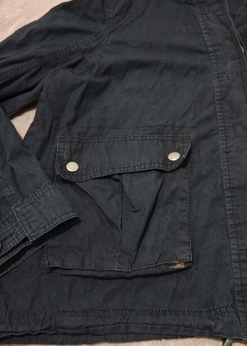 Kapüşonlu siyah Kadın Ceket - Görsel 3