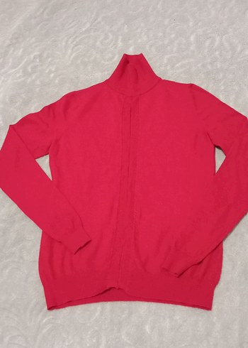 Kırmızı dekolte açık Yarım Balıkçı Yaka Kadın Kazak - Görsel 2