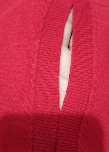 Kırmızı dekolte açık Yarım Balıkçı Yaka Kadın Kazak - Görsel 3