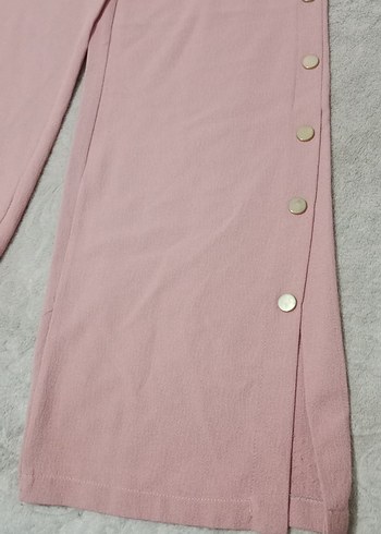 Düğmeli Gülkurusu Kadın Kumaş Pantolon - Görsel 2