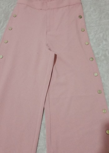 Düğmeli Gülkurusu Kadın Kumaş Pantolon - Görsel 4