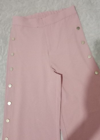 Düğmeli Gülkurusu Kadın Kumaş Pantolon - Görsel 3