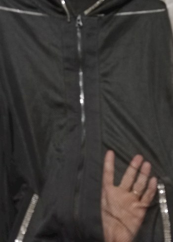 Siyah Kapüşonlu Fermuarlı Kadın Ceket - Görsel 6