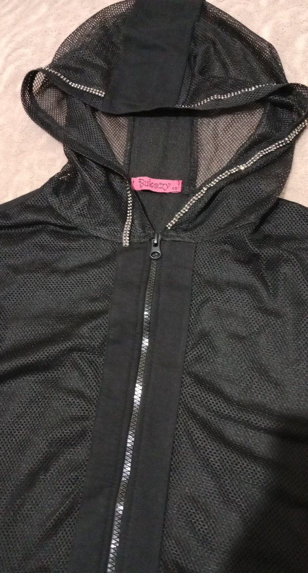 Siyah Kapüşonlu Fermuarlı Kadın Ceket - Görsel 2