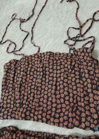 Kadın Kahverengi Pileli Uzun Etek takım - Görsel 4