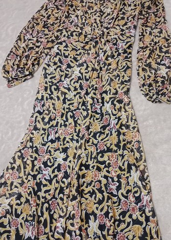 Zara Bohem Çok Renkli Uzun Elbise V Yakalı - Görsel 10