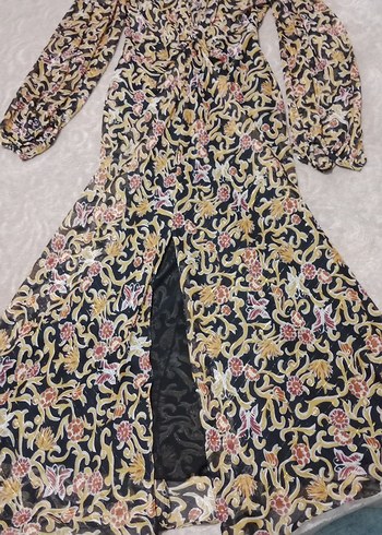 Zara Bohem Çok Renkli Uzun Elbise V Yakalı - Görsel 2