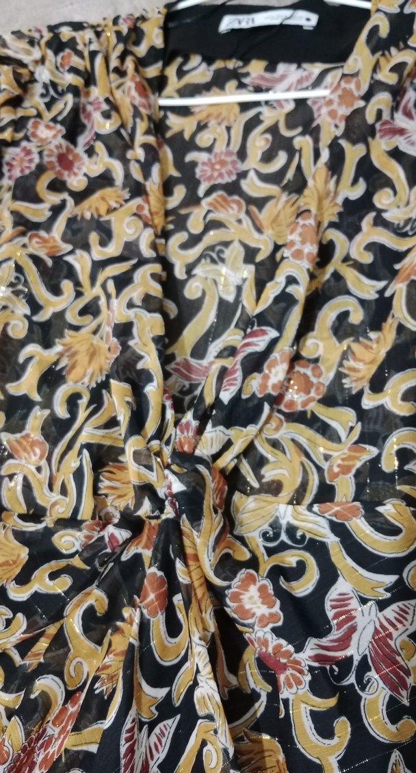 Zara Bohem Çok Renkli Uzun Elbise V Yakalı - Görsel 4