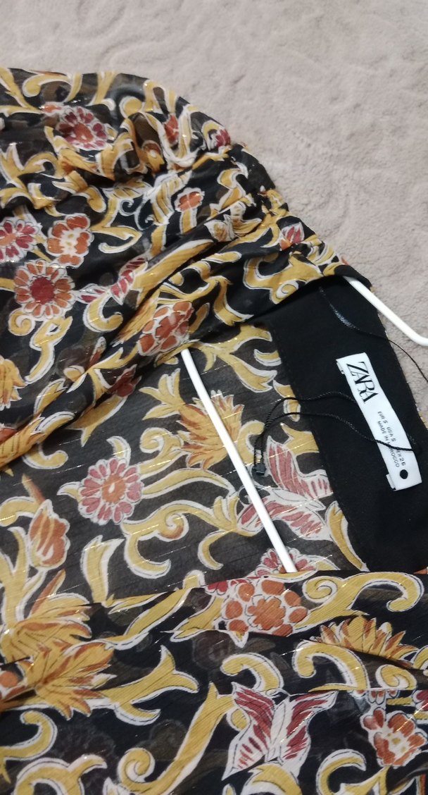 Zara Bohem Çok Renkli Uzun Elbise V Yakalı - Görsel 5