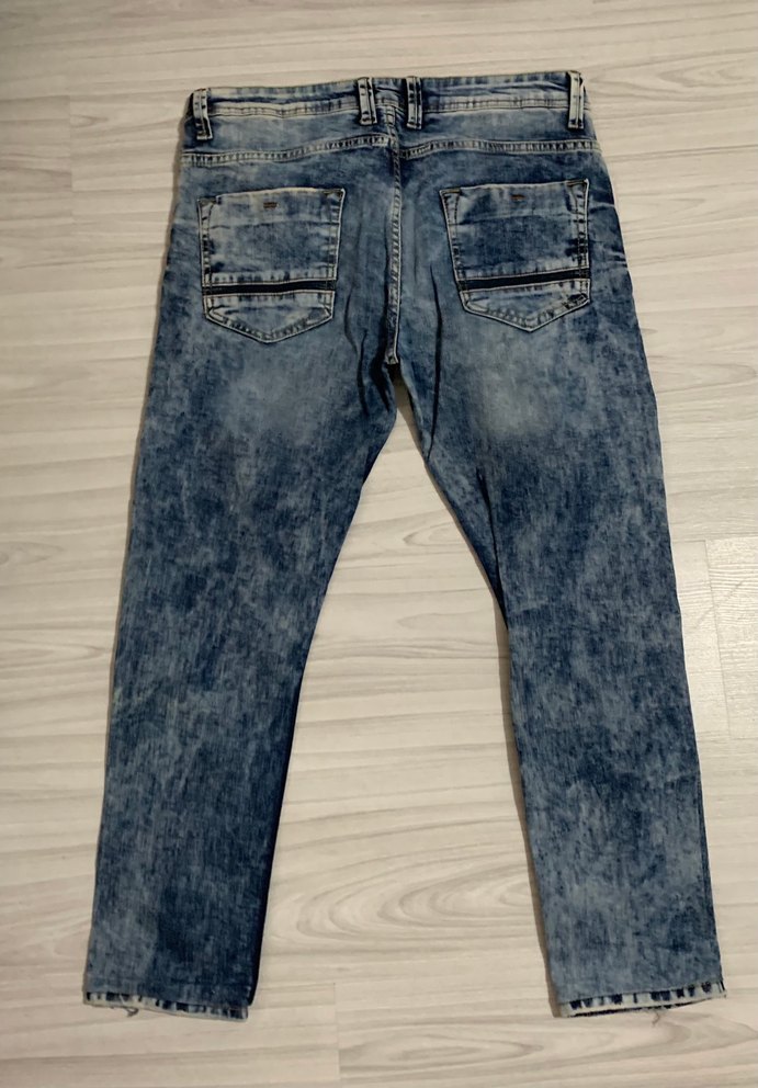 Erkek Mavi Batik Desenli Denim Pantolon - Görsel 2