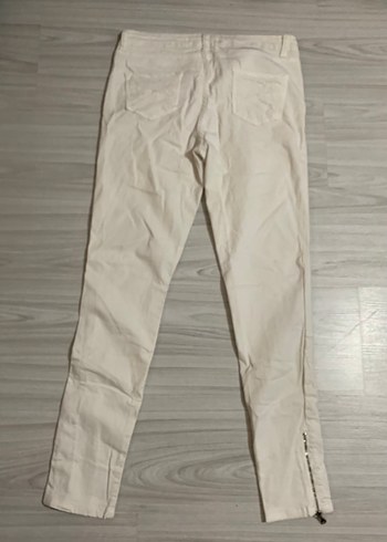 Fermuarlı Beyaz Kadın Midi Jean - Görsel 2