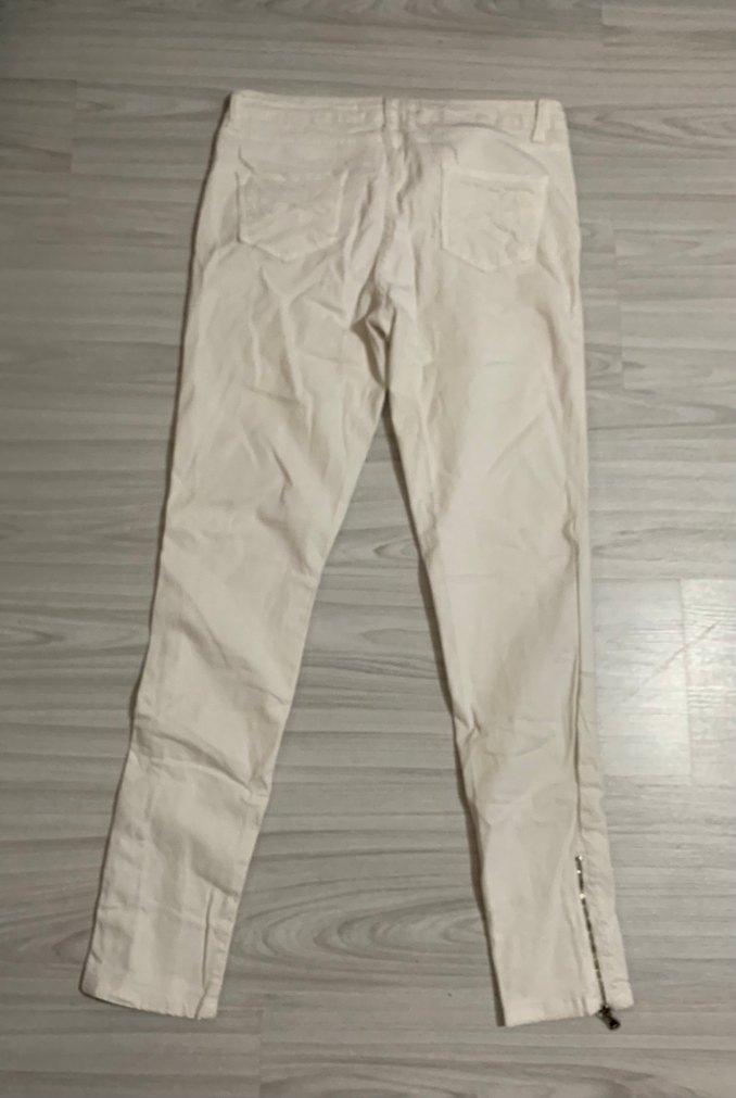 Fermuarlı Beyaz Kadın Midi Jean - Görsel 2