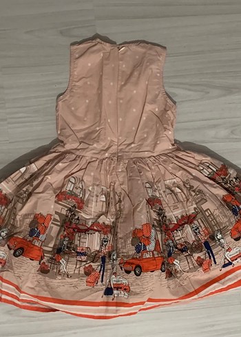 Kız Çocuk Pembe Baskılı Fırfırlı Elbise - Görsel 2