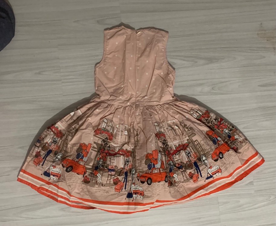 Kız Çocuk Pembe Baskılı Fırfırlı Elbise - Görsel 2