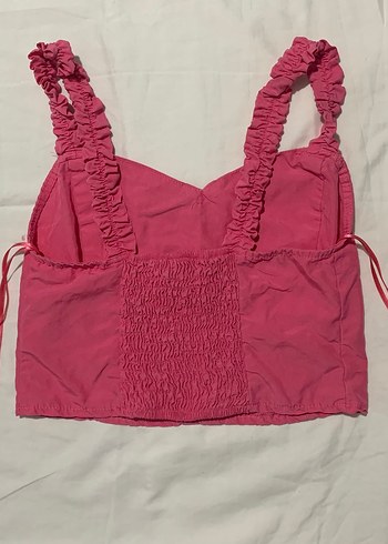 Düğmeli Pembe Keten Askılı Büstiyer - Görsel 2