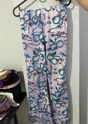 Mor Yılan Desenli Crop ve İspanyol paça likralı takım - Görsel 4